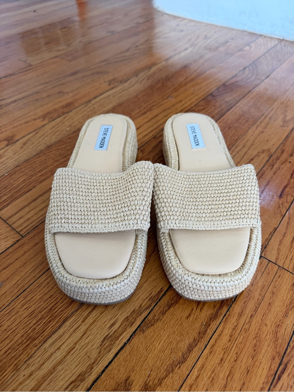 Steve Madden Natural Woven Espadrille Slide Sandals